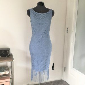 Pastel blue crochet fringed dress